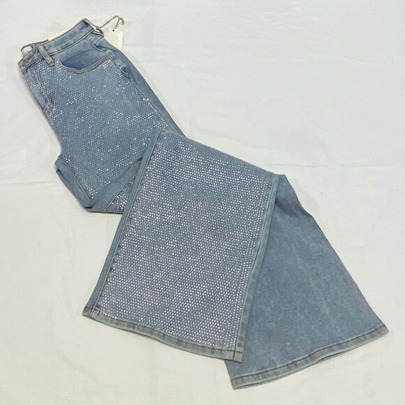 Austin Landing Jewel High Rise Wide Leg Light Wash Denim Jeans Vintage Style NEW - Picture 8 of 12